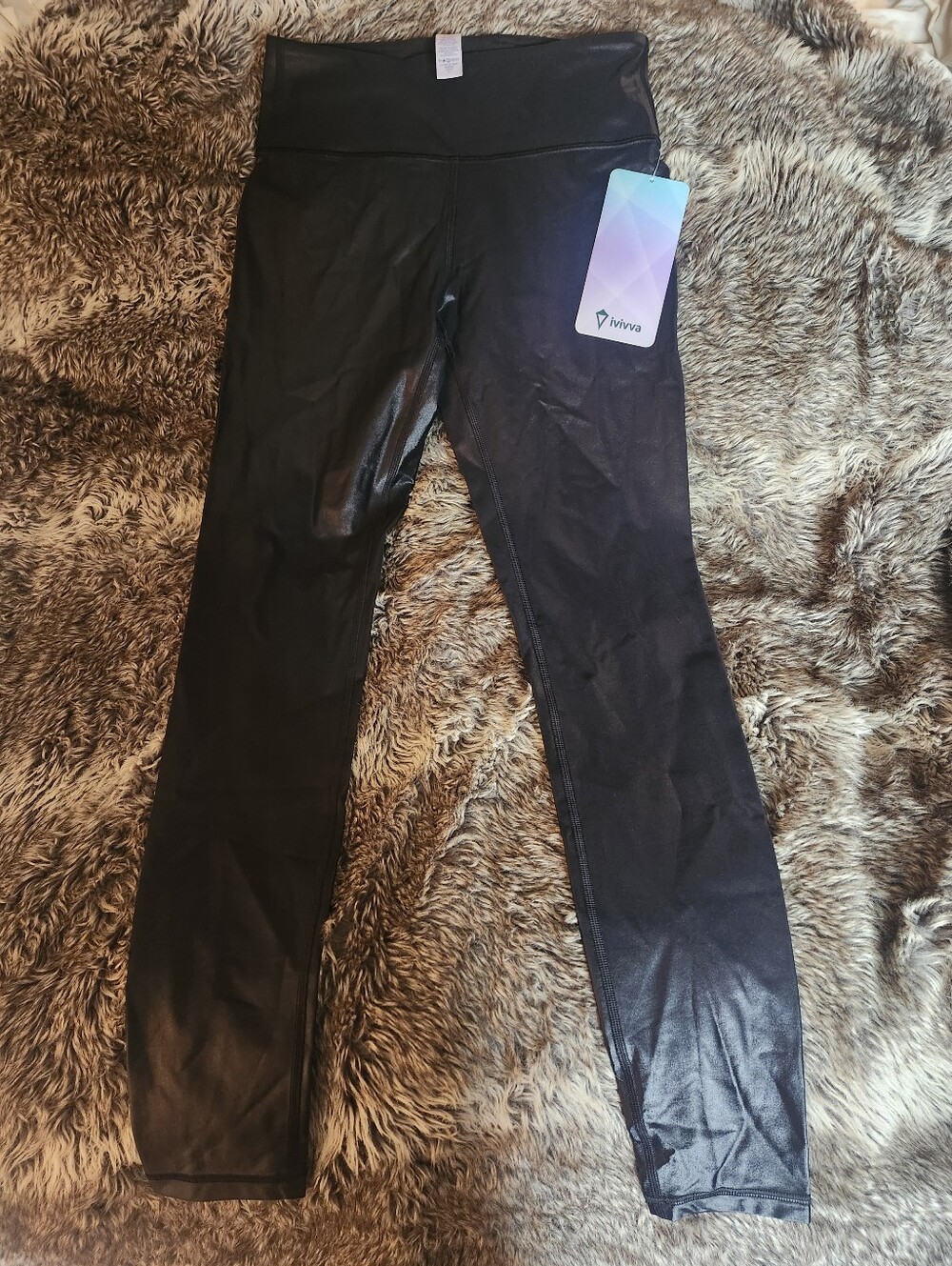 Ivivva Kids Black High-Rise Shimmering  Leggings- NWT- Size 14